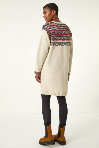 Roman Ivory Nordic Pattern Knitted Shift Dress
