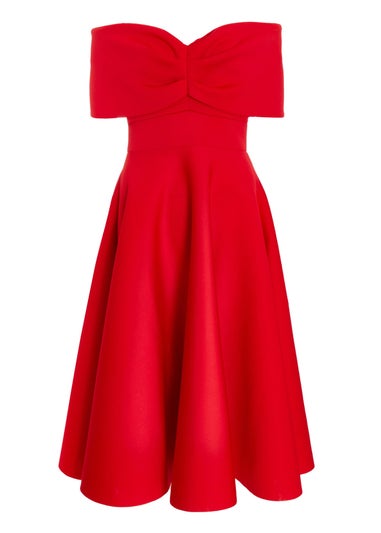 Quiz Red Bardot Skater Midi Dress