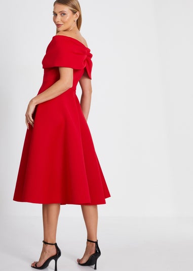 Quiz Red Bardot Skater Midi Dress