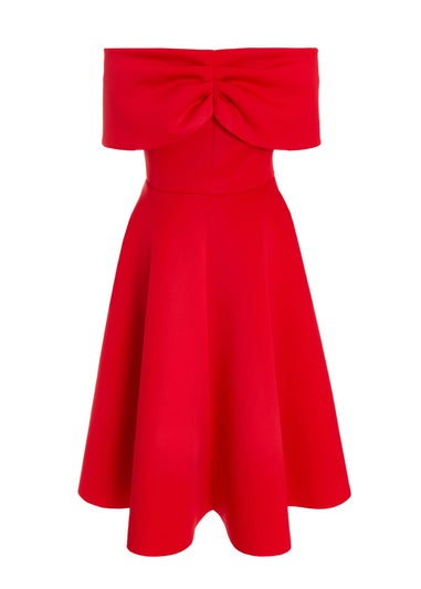 Quiz Red Bardot Skater Midi Dress