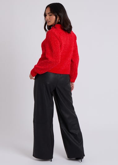 Urban Bliss Red Chenile Button Jumper