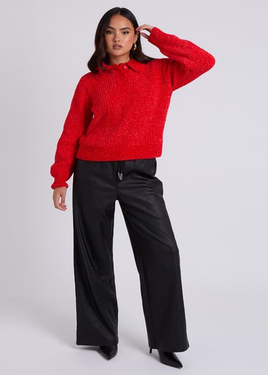 Urban Bliss Red Chenile Button Jumper