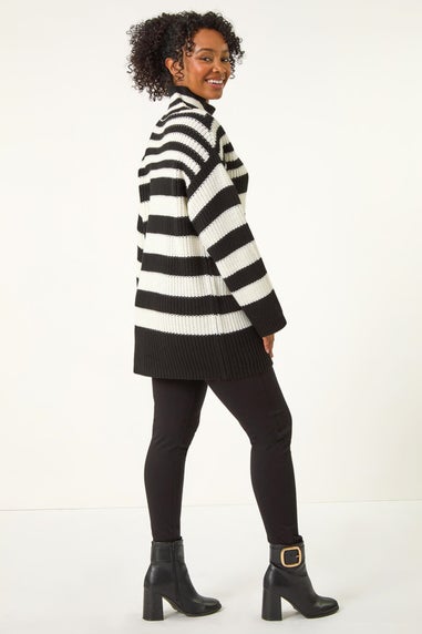 Roman Black Petite Stripe High Neck Jumper