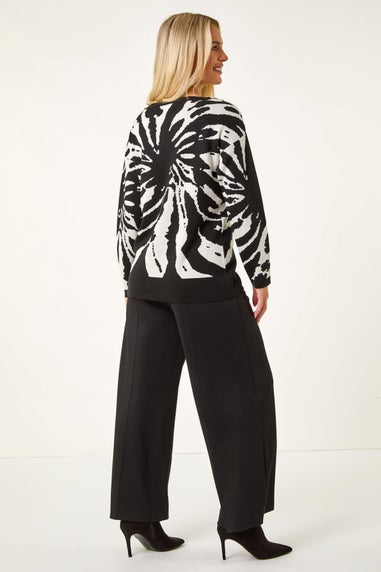 Roman Black Petite Abstract Print Knit Jumper