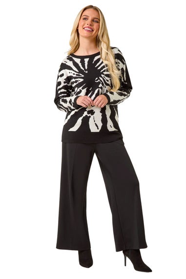 Roman Black Petite Abstract Print Knit Jumper