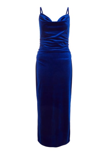 Quiz Blue Velvet Midaxi Dress