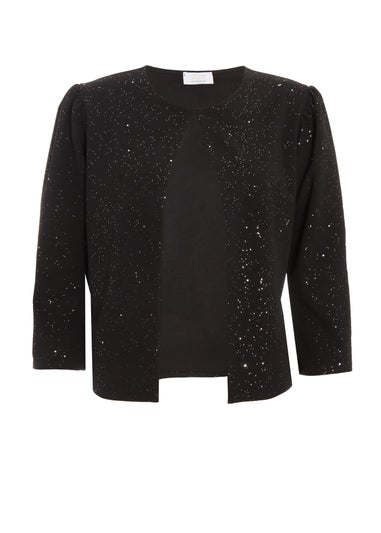 Quiz Black Glitter Cropped Jacket