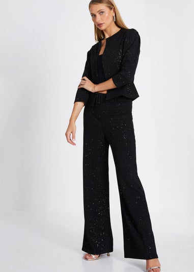 Quiz Black Glitter Cropped Jacket