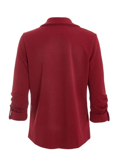 Quiz Red Petite Ruched Sleeve Blazer