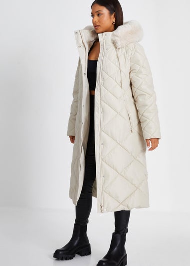 Quiz Stone Petite Quilted Longline Parka