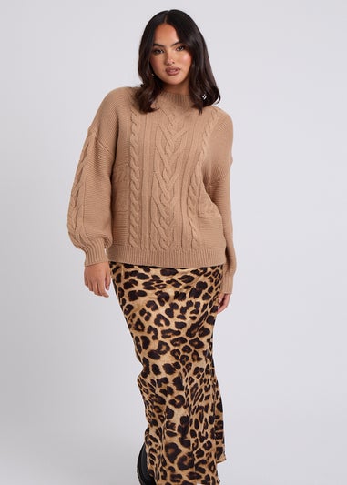 Urban Bliss Camel Cable & Textured Crew Jumper