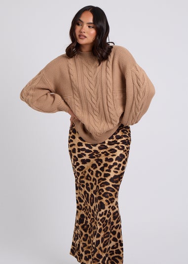 Urban Bliss Camel Cable & Textured Crew Jumper