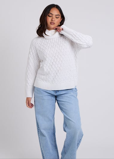 Urban Bliss Cream Honeycomb Cable Roll Neck Jumper