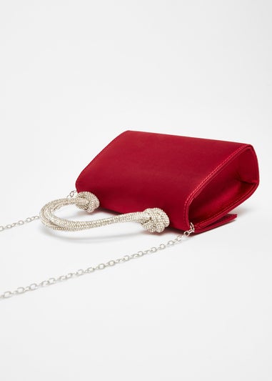 Quiz Red Satin Top Handle Bag