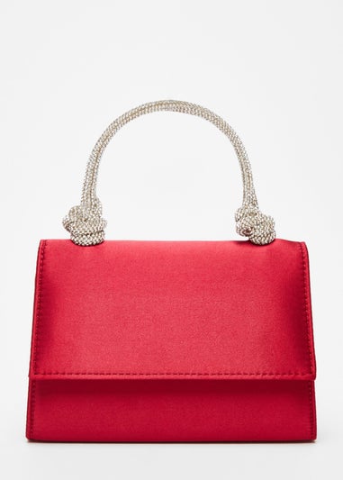 Quiz Red Satin Top Handle Bag