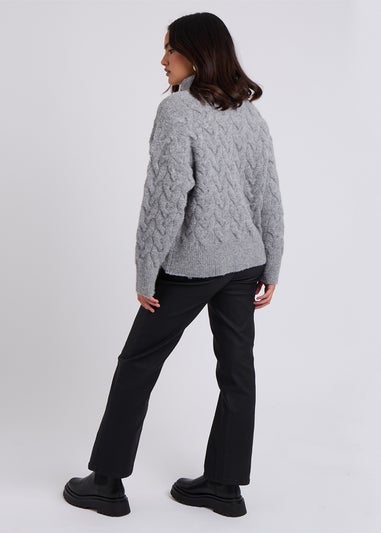 Urban Bliss Grey Cable Roll Neck Jumper