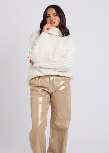 Urban Bliss Cream Cable Roll Neck Jumper