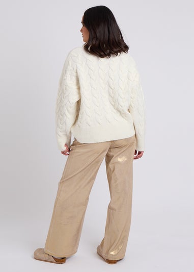 Urban Bliss Cream Cable Roll Neck Jumper