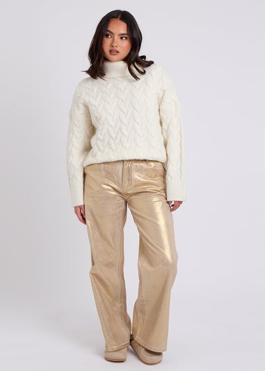 Urban Bliss Cream Cable Roll Neck Jumper