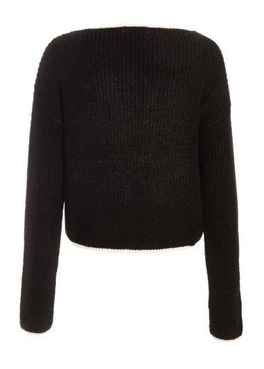 Quiz Black Knit Tie Front Cardigan