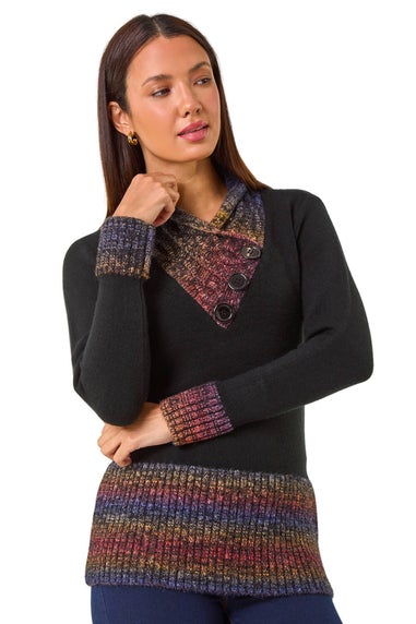 Roman Red Colour Block Overlap V-Neck Jumper