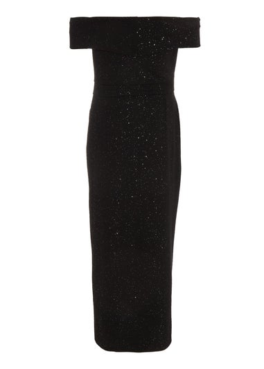 Quiz Black Glitter Bardot Midi Dress