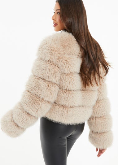 Quiz Stone Faux Fur Jacket