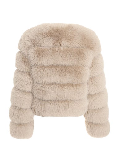 Quiz Stone Faux Fur Jacket