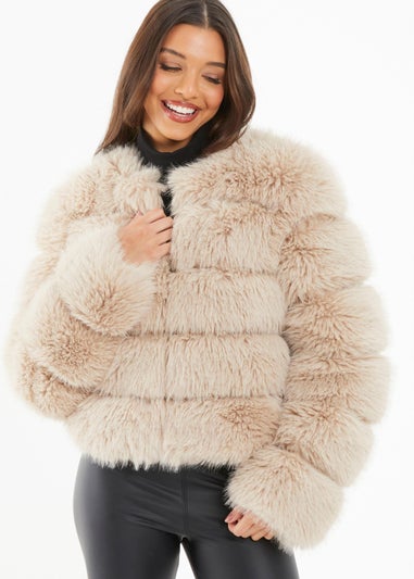 Quiz Stone Faux Fur Jacket