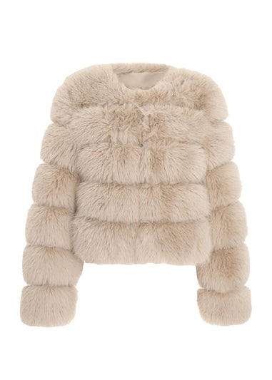 Quiz Stone Faux Fur Jacket