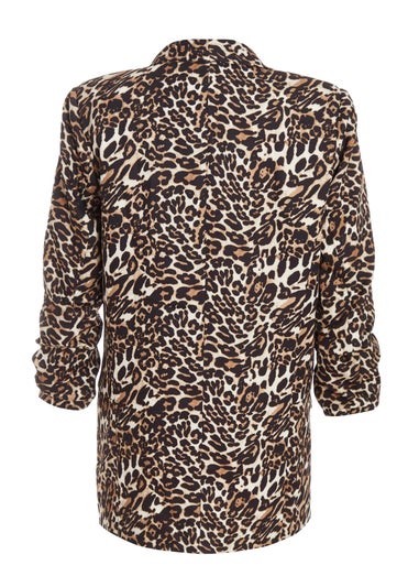 Quiz Brown Petite Leopard Print Blazer