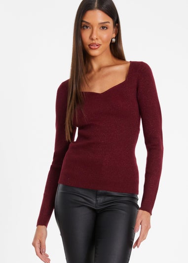 Quiz Red Metallic Glitter Jumper