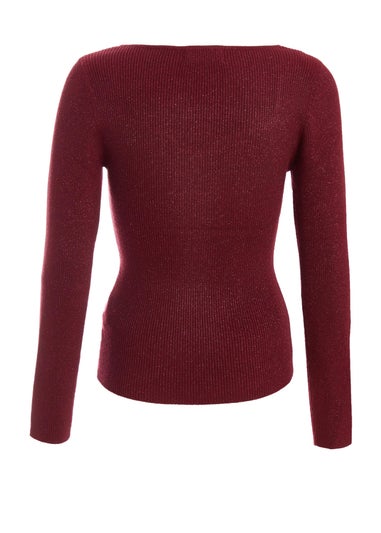 Quiz Red Metallic Glitter Jumper