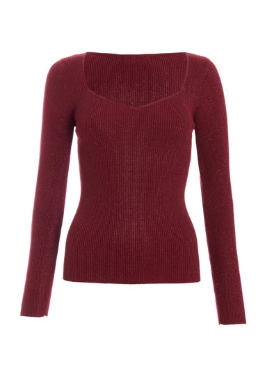 Quiz Red Metallic Glitter Jumper