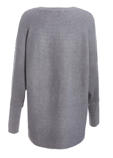 Quiz Grey Light Knit Buttoned Jumper