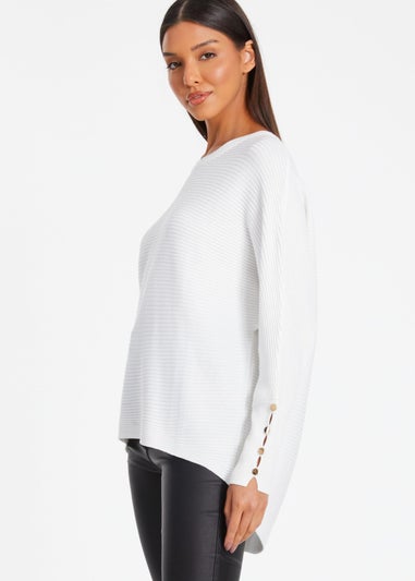 Quiz Cream Light Knit Buttoned Jumper