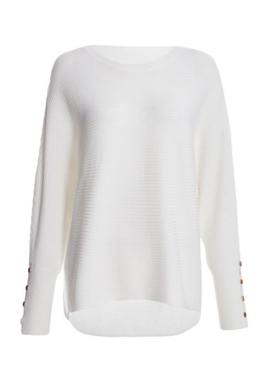 Quiz Cream Light Knit Buttoned Jumper