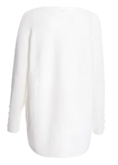 Quiz Cream Light Knit Buttoned Jumper