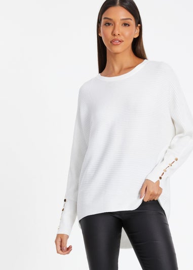 Quiz Cream Light Knit Buttoned Jumper