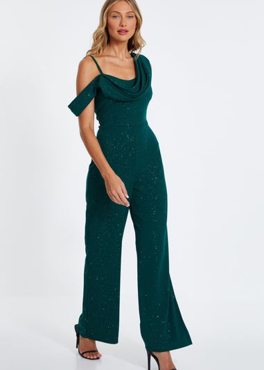 Quiz Green Glitter Palazzo Jumpsuit