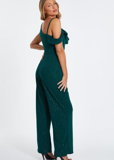 Quiz Green Glitter Palazzo Jumpsuit