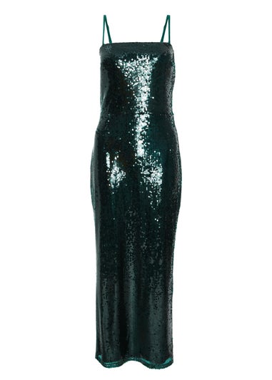 Quiz Green Sequin Midaxi Dress