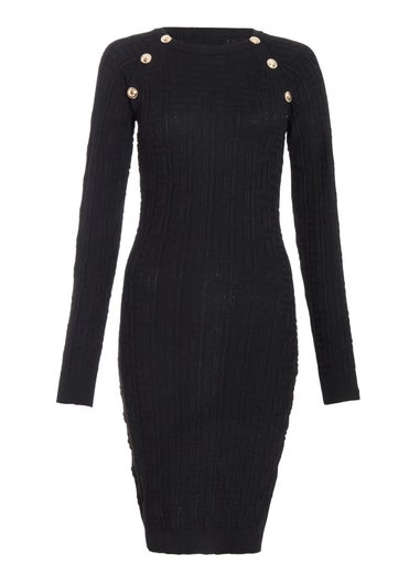 Quiz Black Knitted Jacquard Mini Dress