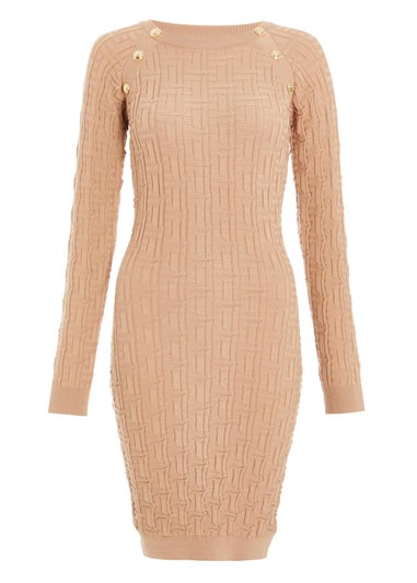 Quiz Stone Knitted Jacquard Mini Dress