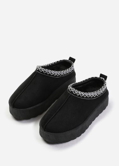 Where's That From Mango Black Suede Kids Embroidered Slipper Boots