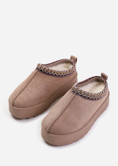 Where's That From Mango Camel Suede Kids Embroidered Slipper Boots