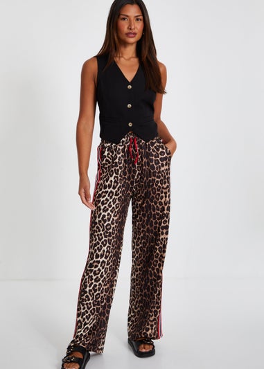 Quiz Stone Animal Print Wide Leg Joggers