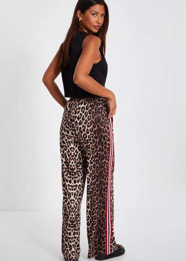 Quiz Stone Animal Print Wide Leg Joggers