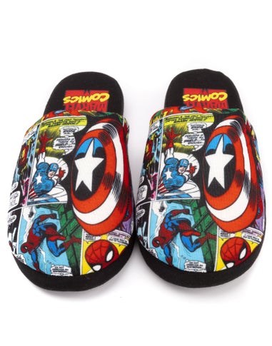 Marvel Mens Black Character All-Over Print Mule Slippers