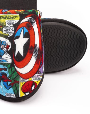 Marvel Mens Black Character All-Over Print Mule Slippers